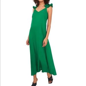 Vince Camuto Sleeveless Ruffle Strap V-Neck Waistless Maxi Dress